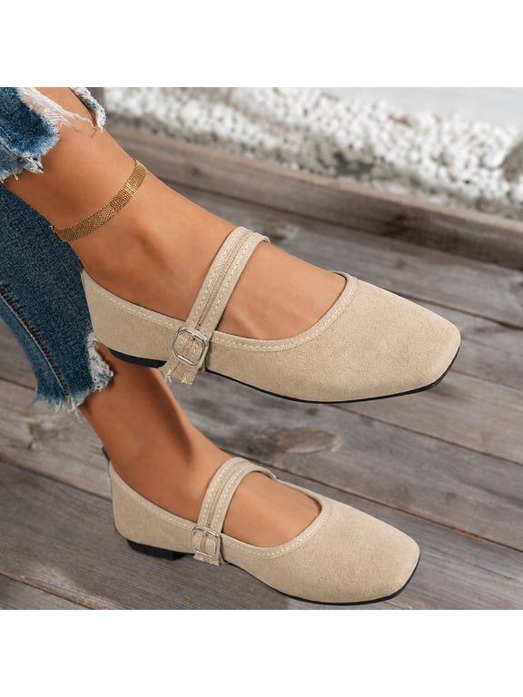 Mary Jane Ballet Flats for Women Strap Ballet Flats , Mary Jane Flat for Women,Studded Strap,Faux Suede Flat Casual Work