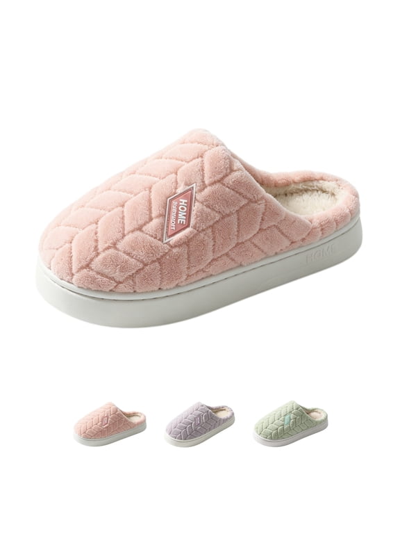 Memory Foam Slippers for Women Indoor Outdoor Thick Cushion Platform Slip On House Shoes Fluffy Breathable Bedroom Home Shoes Pink