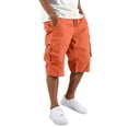 thumbnail image 1 of Domzle Men Cotton Cargo Bermuda Shorts for Boys Knee Length Baggy Shorts Lightweight Elastic Waist Long Short Pant with Pocket Saffron XL Sweat Shorts, 1 of 9