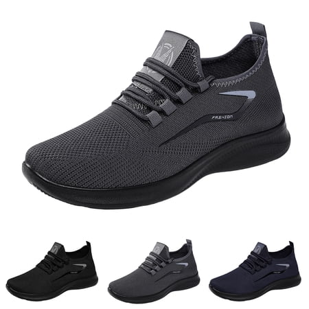 Domzle Men Orthopedic Shoes with Arch Support Slip On Wide Width Sneakers Non-Slip Sole Lightweight Athletic Sneakers with Breathable Mesh Outdoor Workout Sneaker Walking and All-Day Comfort Blue