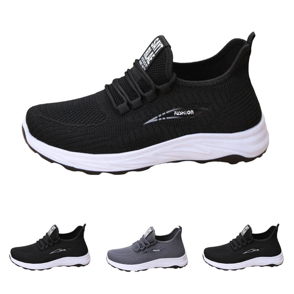 Domzle Men Wide Width Lightweight Breathable Running Shoes Workout Non Slip Work Arch Support Comfortable Shoe Black