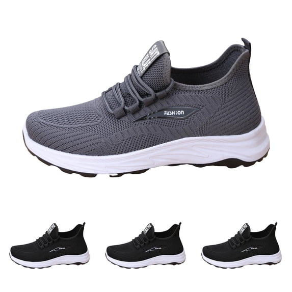 Domzle Men Wide Width Lightweight Breathable Running Shoes Workout Non Slip Work Arch Support Comfortable Shoe Gray
