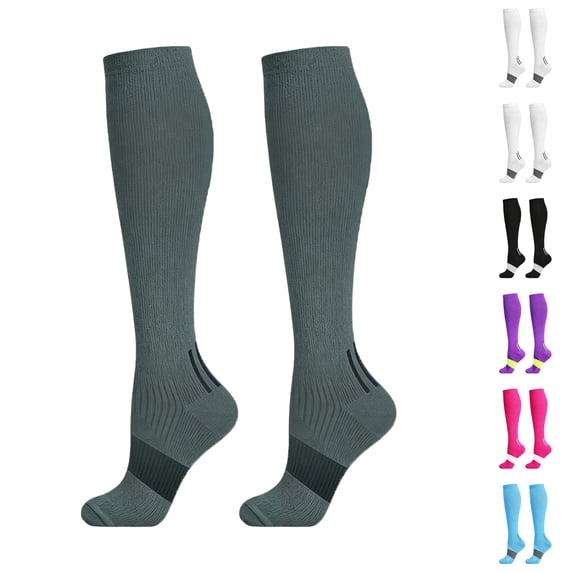 Domzle Men's Athletic Run Cushion Over-the-Calf Tube Socks Running, Work and Daily Wear. Gray