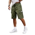 thumbnail image 1 of Domzle Men's Cargo Shorts Casual Summer Loose Fit Bermuda Shorts Knee Length Elastic Waist Drawstring Pants with Pockets Army Green M, 1 of 3