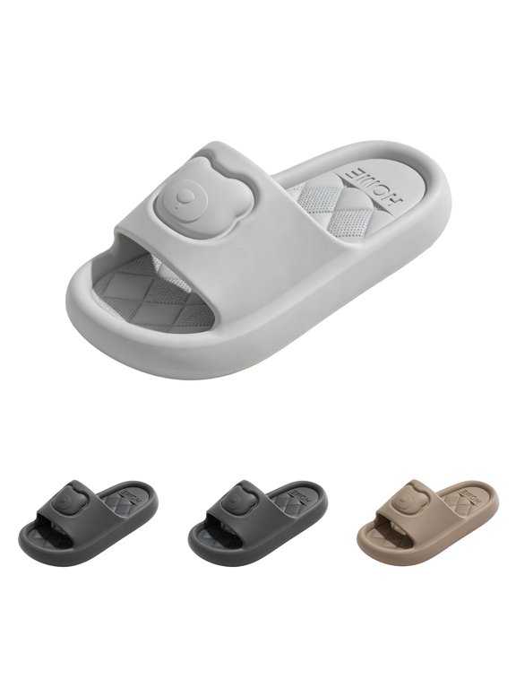 Men's Cute Character Cloud Slippers, Thick Sole Soft Platform Sandals, Non-Slip Silent Bathroom Slides for Indoor