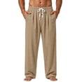 thumbnail image 1 of Domzle Men's Lightweight Pajama Pants Soft Lounge Sleep Joggers Adjustable Drawstring & Pockets All-Season Sleepwear Khaki 3XL, 1 of 5