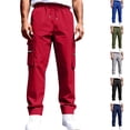 thumbnail image 1 of Domzle Men's Relaxed Fit Cargo Pants Straight Leg Casual Work Sweatpants with Pockets for Hiking Fishing Construction Black L, 1 of 5
