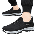 thumbnail image 1 of Domzle Men's Wide Slip-On Hiking Shoes Walking Loafers with Arch Support | Non-Slip Sneakers with Wide Toe Box & Cushioned EVA Midsole for Wide Feet, Flat Feet & Everyday Comfort Black, 1 of 7