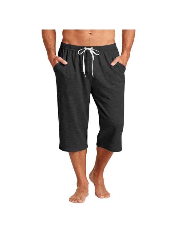 Mens Gym Shorts Carpi Drawstring Baggy Long Athletic Shorts Lightweight Below Knee Exercise SweatShorts with Pockets Black 2XL Sweat Shorts