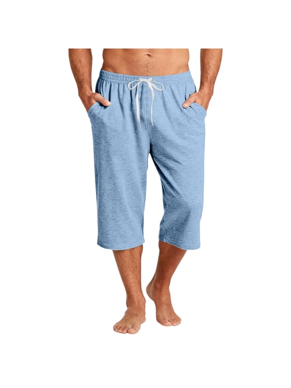 Mens Gym Shorts Carpi Drawstring Baggy Long Athletic Shorts Lightweight Below Knee Exercise SweatShorts with Pockets Light Blue S Sweat Shorts