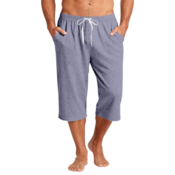 Domzle Mens Gym Shorts Carpi Drawstring Baggy Long Athletic Shorts Lightweight Below Knee Exercise SweatShorts with Pockets Light Purple XL Sweat Shorts
