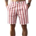thumbnail image 1 of Domzle Mens Striped Casual Shorts Summer Beach Elastic Button Waist Dress Shorts with Pockets Pink 2XL, 1 of 4