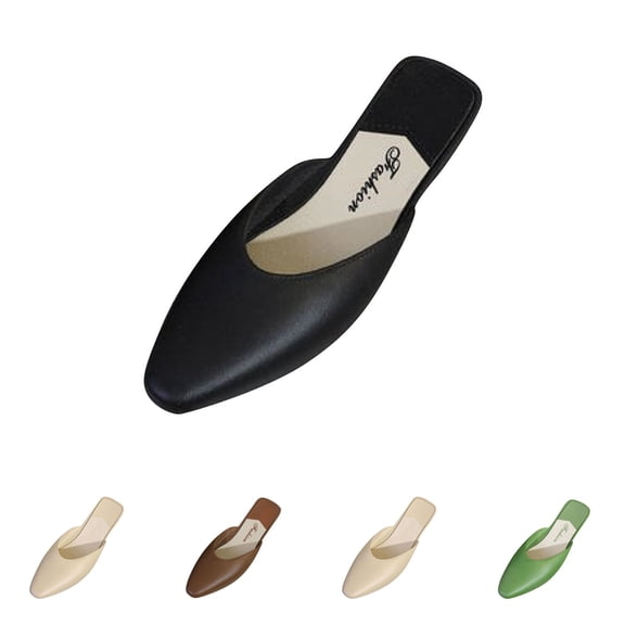 Domzle Mules for Women Dressy Shoes:Pointed Toe Comfortable Casual Slingback Flats Slip On Work Backless Loafers