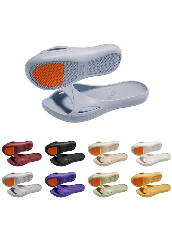 Non Slip Shower Shoes, Arch Support EVA Slides | rubber anti-slip outsole, cushioned sole, side drainage, toe protection, ideal for seniors adults family, bathroom pool beach Khaki 5.5 Wide
