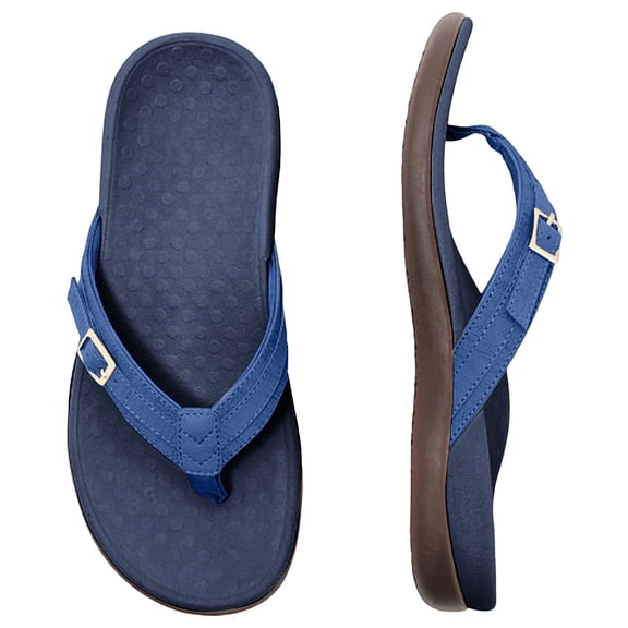 Domzle Orthopaedic Sandals for Women 2026 Summer Soft Bottom Massage Wedge Slide Flip Flops, Orthopedic Sandals with Arch Support Blue