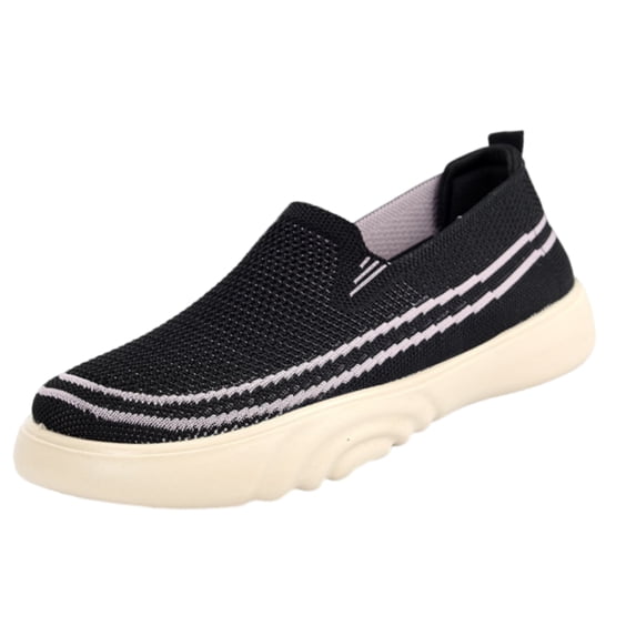 Domzle Orthopedic Loafer Sneakers for Women 2026 with Arch Support Breathable Knit Mesh Slip Soft Walking Shoes Wide Width Slip on Comfortable Toe Tennis Sneaker Black 39