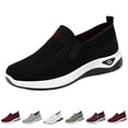 thumbnail image 1 of Domzle Orthopedic Loafer Sneakers for Women Wide Width Lightweight Slip-On Walk Sneaker with Arch Support for Casual Work Breathable Toe Mesh Knitted Walking Shoes for Summer Black, 1 of 7