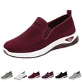 thumbnail image 1 of Domzle Orthopedic Loafer Sneakers for Women Wide Width Lightweight Slip-On Walk Sneaker with Arch Support for Casual Work Breathable Toe Mesh Knitted Walking Shoes for Summer Wine, 1 of 8