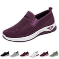 thumbnail image 1 of Domzle Orthopedic Loafer Sneakers for Women Wide Width Lightweight Slip-On Walk Sneaker with Arch Support for Casual Work Breathable Toe Mesh Knitted Walking Shoes for Summer Vermilion, 1 of 8