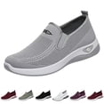 thumbnail image 1 of Domzle Orthopedic Loafer Sneakers for Women Wide Width Lightweight Slip-On Walk Sneaker with Arch Support for Casual Work Breathable Toe Mesh Knitted Walking Shoes for Summer Gray, 1 of 7