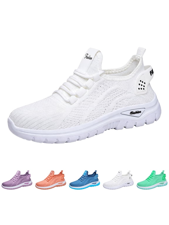 Orthopedic Shoes for Women Arch Support Hands Free Walking Sneakers Breathable Slip on Non Slip Walking Shoes Mesh Stretch Comfortable Shoes Light Green