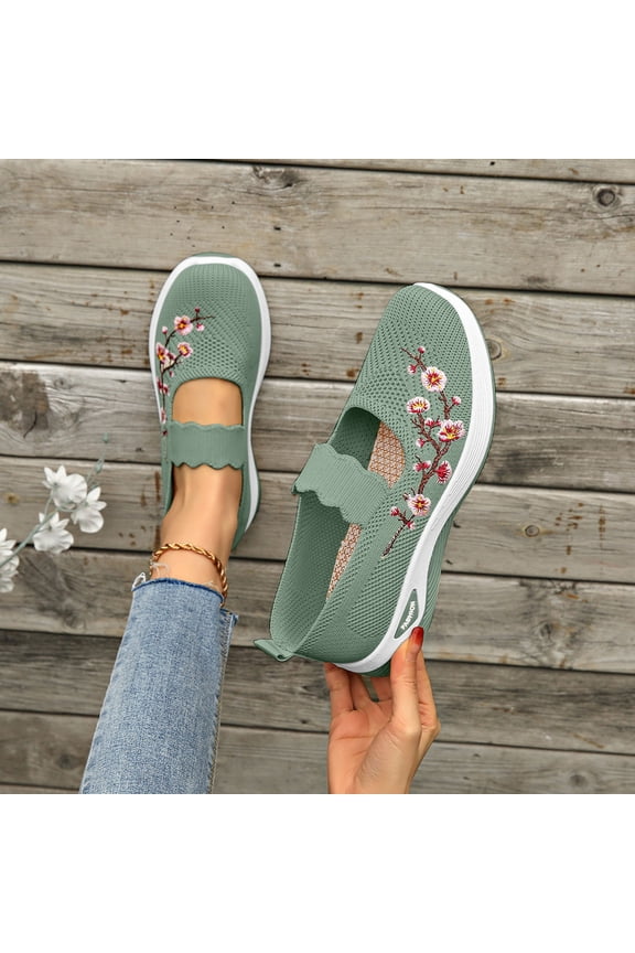 Orthopedic Shoes for Women Wide Width Breathable Comfortable Lightweight Slip on Sneakers Non Slip Arch Support 2026 New Women Walking Shoes Green 36