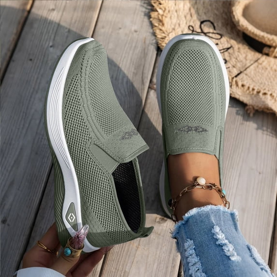 Domzle Orthopedic Shoes for Women, Women Wide Width Breathable Walking Slip on Sneakers, Lightweight Arch Support Slip on Shoes, Orthopedic Breathable Non Slip Shoe Cyan 6.5 Wide