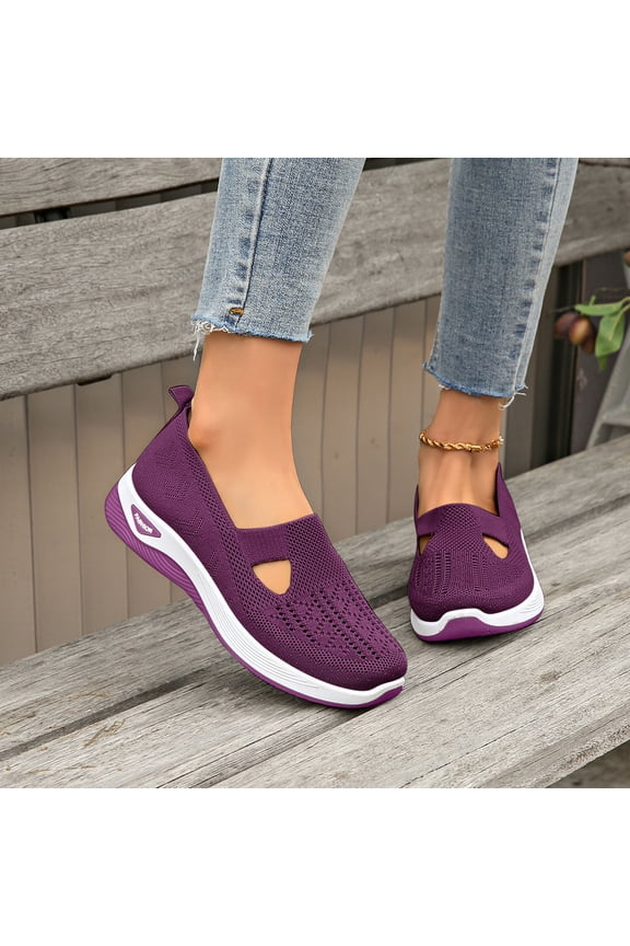Orthopedic Shoes for Women,Women's Woven Orthopedic Breathable Soft Shoes,Summer Shoes for Women,Lightweight Non-Slip Arch Support Shoe Dark Purple 36