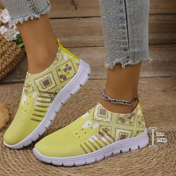 Domzle Orthopedic Shoes for Women Breathable Lightweight Slip on Sneakers Non Slip Arch Support 2026 Walking Shoes Yellow 39