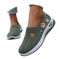 thumbnail image 1 of Domzle Orthopedic Walking Shoes for Women Woven Breathable Soft Sneaker Arch Support Slip On Wide Sports Soft Shoes Green 39, 1 of 7