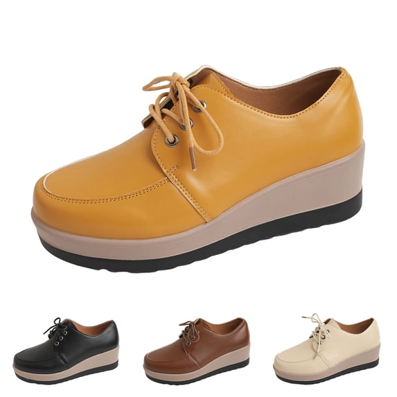 Domzle Oxford Shoes for Women Lace Up Chunky Low Block Heel Platform Oxfords | Classic Vintage Dressy Casual Comfortable Business, Work Office Oxfords Lug Sole Oxford Shoes Women White