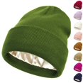 thumbnail image 1 of Domzle Satin Lined Beanie for Women Men Silk Lined Beanies Winter Warm Hats Soft Lining,Cuffed Knit Beanie Hats for Women,Stretchy Snug Hold,Essential for Outdoor Sports, 1 of 3