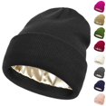 thumbnail image 1 of Domzle Satin Lined Beanie for Women Men Silk Lined Beanies Winter Warm Hats Soft Lining,Cuffed Knit Beanie Hats for Women,Stretchy Snug Hold,Essential for Outdoor Sports, 1 of 3