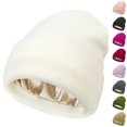 thumbnail image 1 of Domzle Satin Lined Beanie for Women Men Silk Lined Beanies Winter Warm Hats Soft Lining,Cuffed Knit Beanie Hats for Women,Stretchy Snug Hold,Essential for Outdoor Sports, 1 of 3