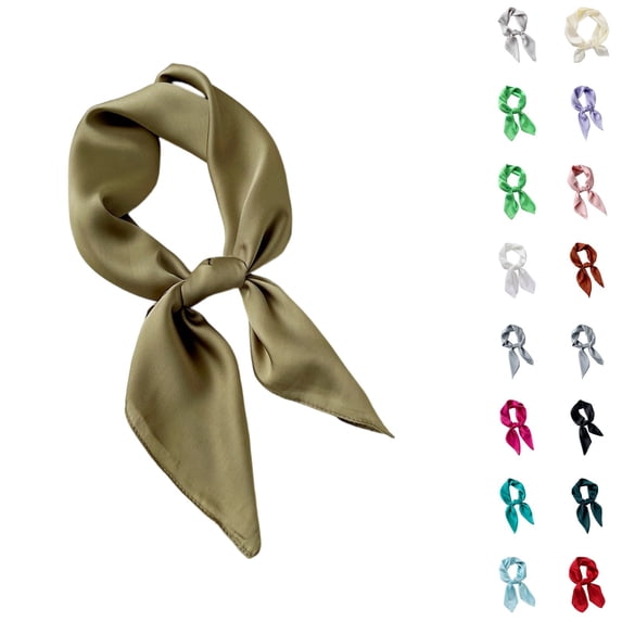 Domzle Scarf for Women Square Satin Silk Feeling Neck Scarf Handbag Accessories Etc Army Green