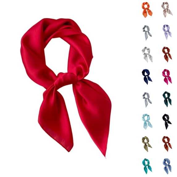 Domzle Scarf for Women Square Satin Silk Feeling Neck Scarf Handbag Accessories Etc Red