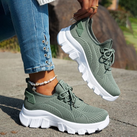 Domzle Shoes for Women Slip-On Lightweight Wide Toe Box Walking Shoes for Comfort Green 37