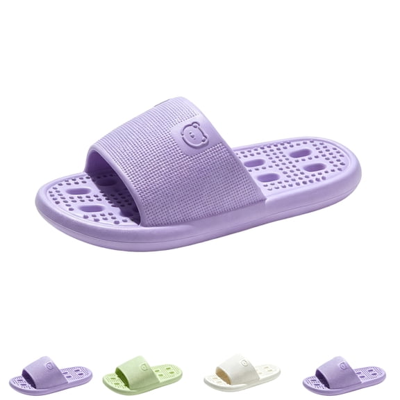 Domzle Shower Shoes for Womens Mens Slides | Quick Drying,with Arch Support,Beach Sandals,Non Slip,Summer,Bathroom,Indoor,Massage House Slippers,Drain Holes White