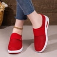 thumbnail image 1 of Domzle Slip-On Mules Sneakers for Women 2026 Backless Knit Comfortable Lightweight with Arch Support Walking Shoes for Travel House Office Red 42, 1 of 8