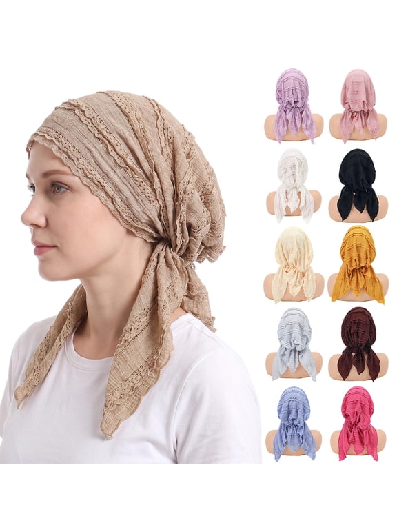 Slip-On Pre-Tied Beanie Women Headwear Turban Beanie Caps Head Wrap Headscarf for Women Sleep Hair Cover Lightweight Hat Navy