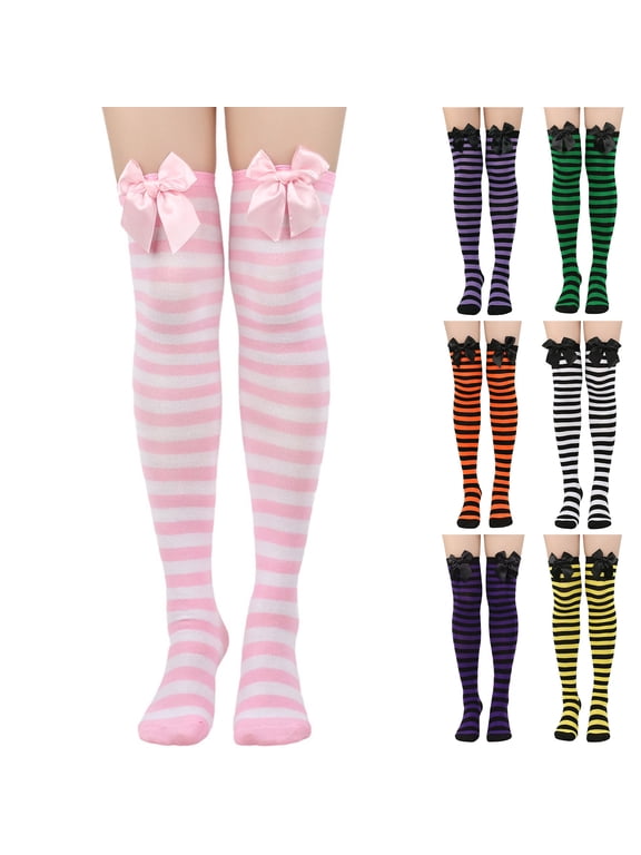 Thigh High Socks for Women Girls Novelty Cotton Over the Knee High Socks Funny Crazy Long Stockings Leg Warmers Dark Purple