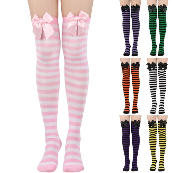 Domzle Thigh High Socks for Women Girls Novelty Cotton Over the Knee High Socks Funny Crazy Long Stockings Leg Warmers Green