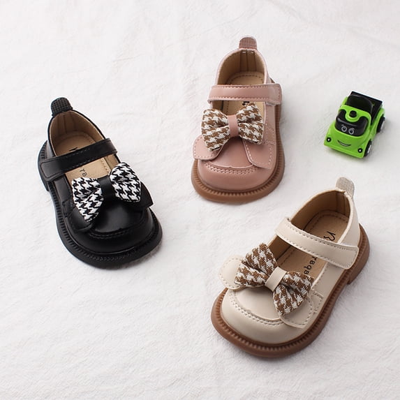 Domzle Toddler Little Girl Mary Jane Dress Shoes Flats for Girl Party School Shoes Non-Slip Sole Wide Round Toe White