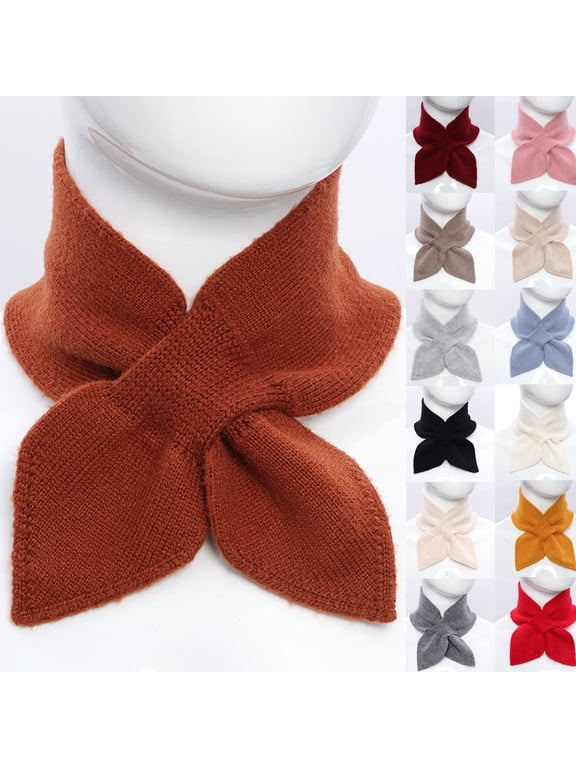 Warm Knitted Neck Warmer for Women Winter Soft Scarves Solid Color Pullover Collar Scarf Neckerchiefs Light Gray