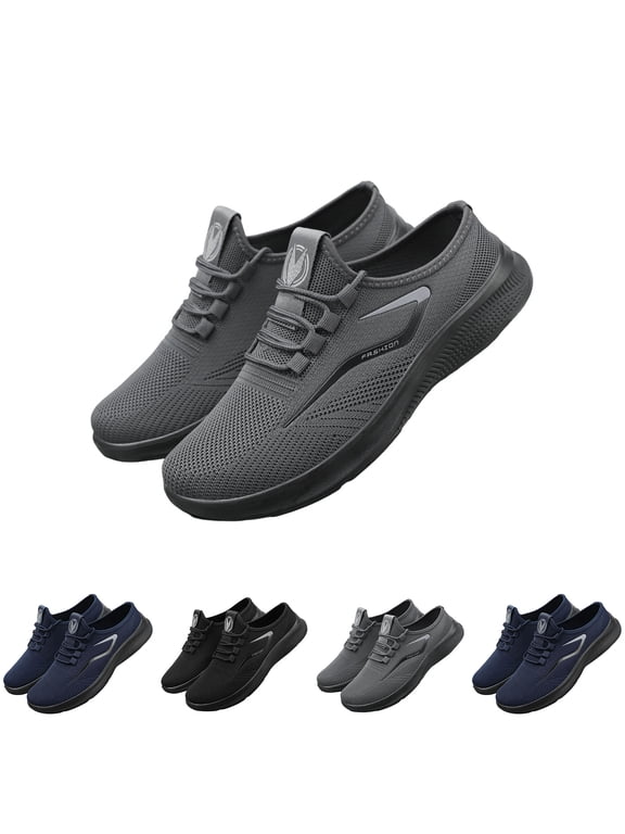 Wide Slippers for Men with Arch Support, Breathable Adjustable Slip-On Shoes for All-Day Comfort Ideal for Feet Gray