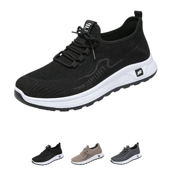 Domzle Wide Toe Box Shoes Men Extra Wide Width Sneakers Air Cushion Road Running Shoes Tennis Gym Workout Training Shoes Walking Shoes Black 44