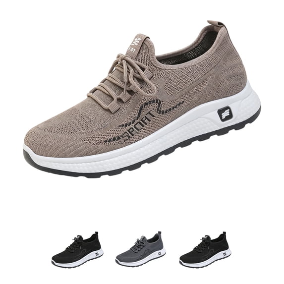 Domzle Wide Toe Box Shoes Men Extra Wide Width Sneakers Air Cushion Road Running Shoes Tennis Gym Workout Training Shoes Walking Shoes Khaki 39