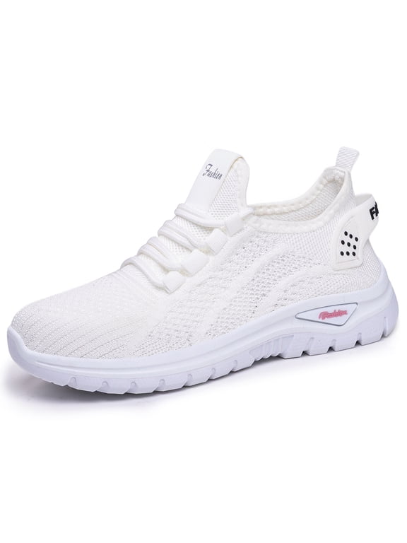 Wide Toe Box Shoes Women Non-Slip Ultra Light Running Sneakers Extra Wide Feet Arch Support Walking Shoes Tennis Breathable Gym Workouts White