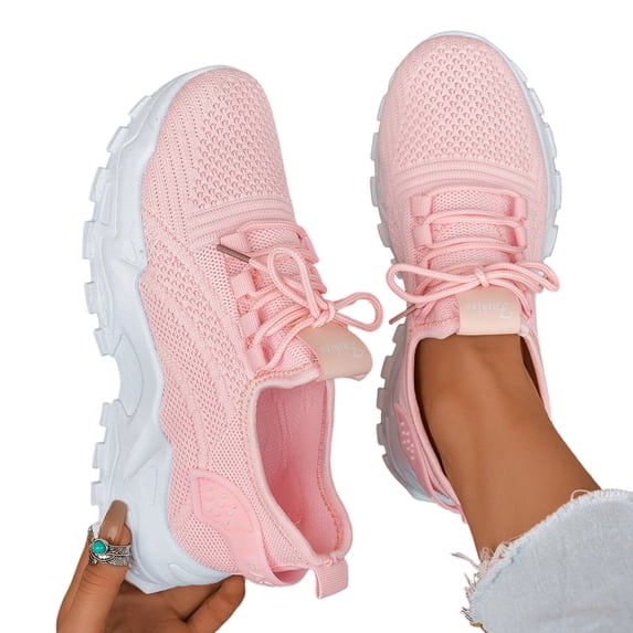 Domzle Wide Toe Box Shoes Women Non-Slip Wide Width Sneaker Ultra Light Extra Wide Road Running Shoes Breathable Tennis Walking Gym Workout Trainer Pink 38