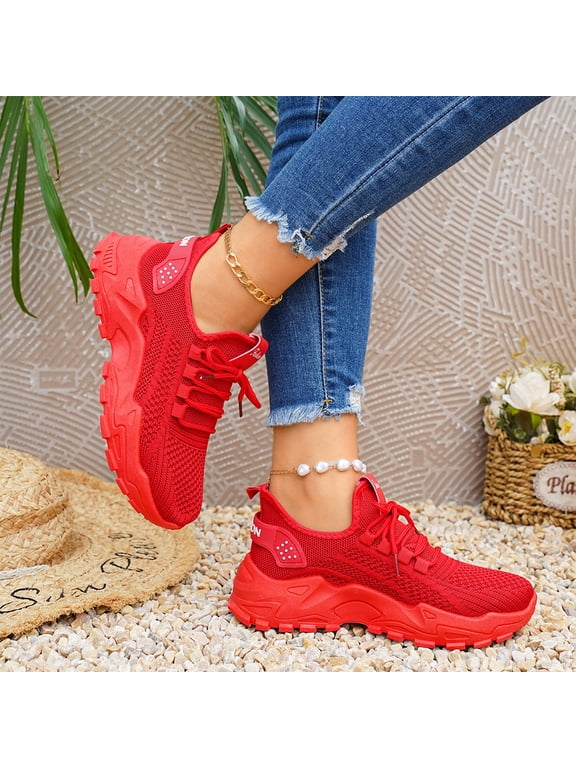 Wide Toe Box Shoes Women Slip on Sneakers with Arch Support Extra Wide Width Comfort Walking Shoes Tennis Gym Shoes Red 36